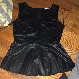 Faux leather peplum top
